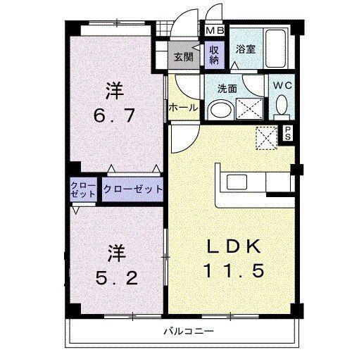 メゾン・ド・パルテール(2LDK/1階)の間取り写真
