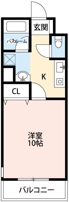 ハートヒルズ舳越(1K/2階)の間取り写真