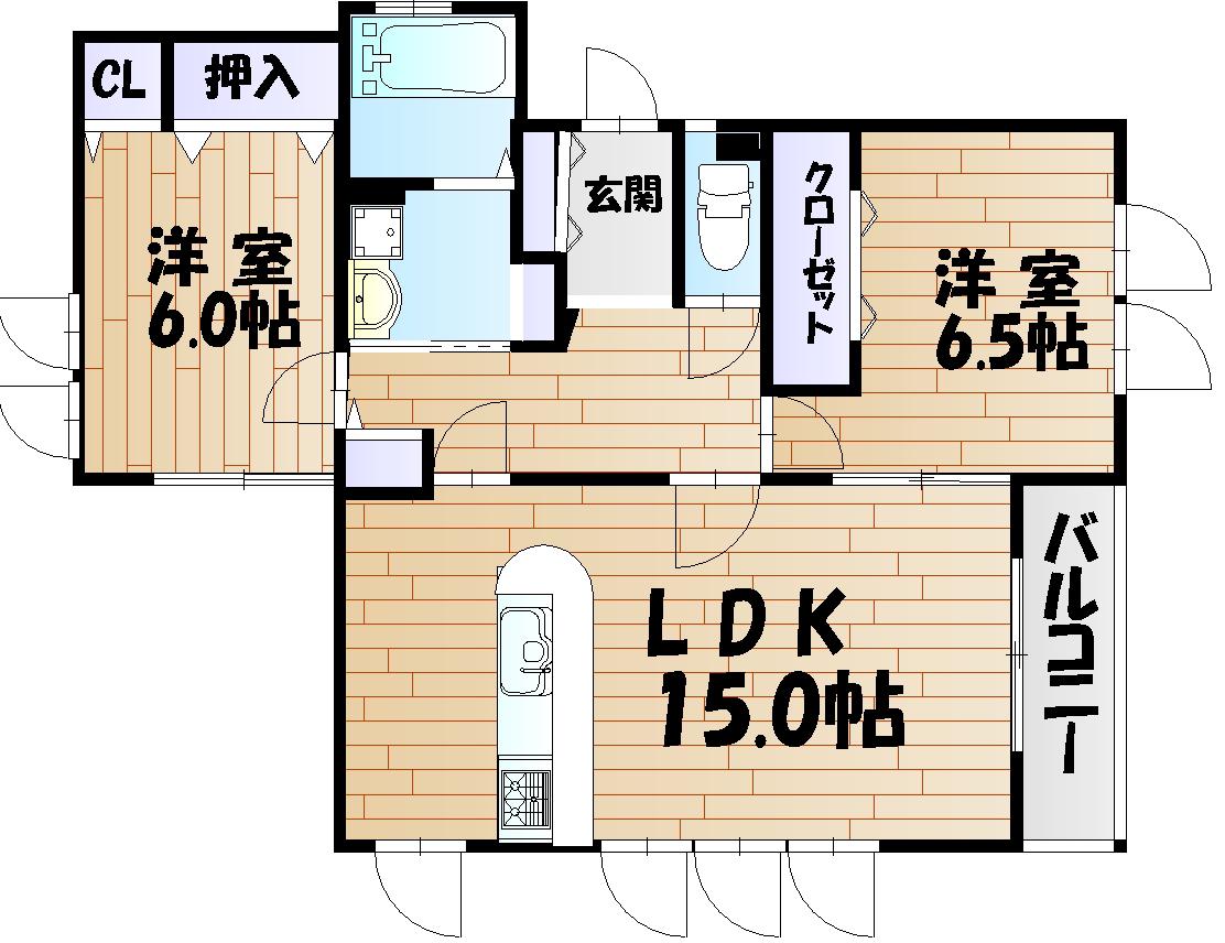 ブロンズNODA(2LDK/1階)の間取り写真