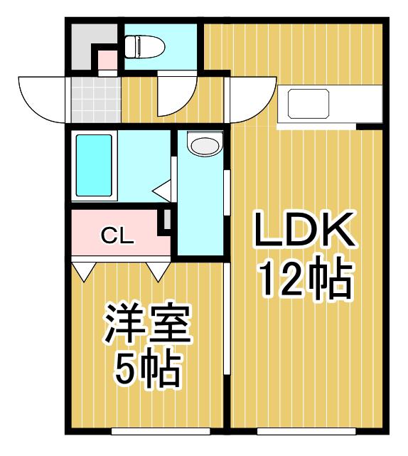 カーサ富士(1LDK/2階)の間取り写真