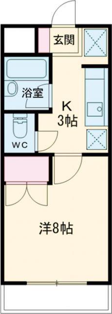 フォレスト岩井(1K/1階)の間取り写真