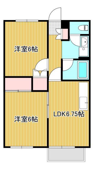 コーポ下石田I(2DK/2階)の間取り写真
