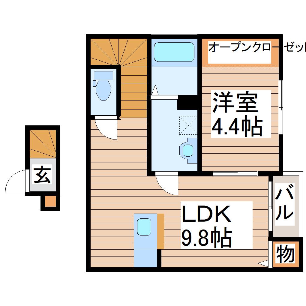 アステラス銀杏町(1LDK/2階)の間取り写真