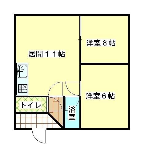 イチモトハイツ(2LDK/2階)の間取り写真
