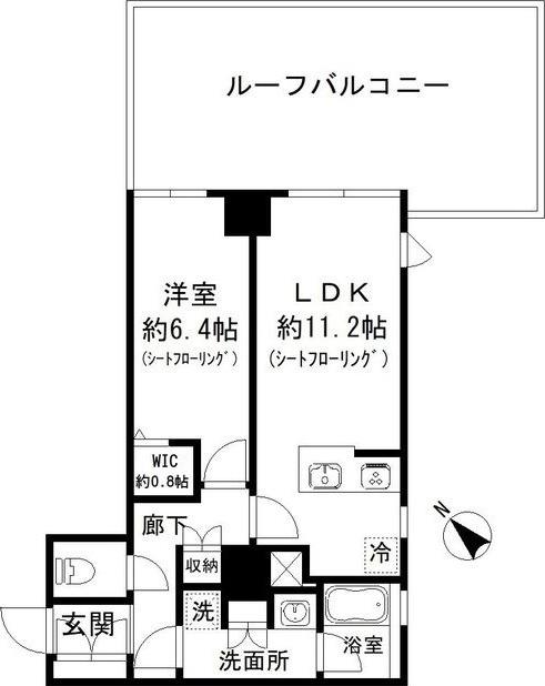 ファインクレスト巣鴨(1LDK/6階)の間取り写真