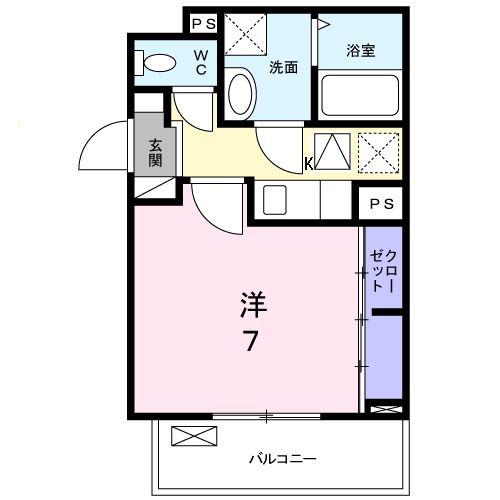 シャルマン東寺南I(1K/1階)の間取り写真