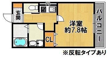 ラ・ポルテ藤原台(1K/1階)の間取り写真