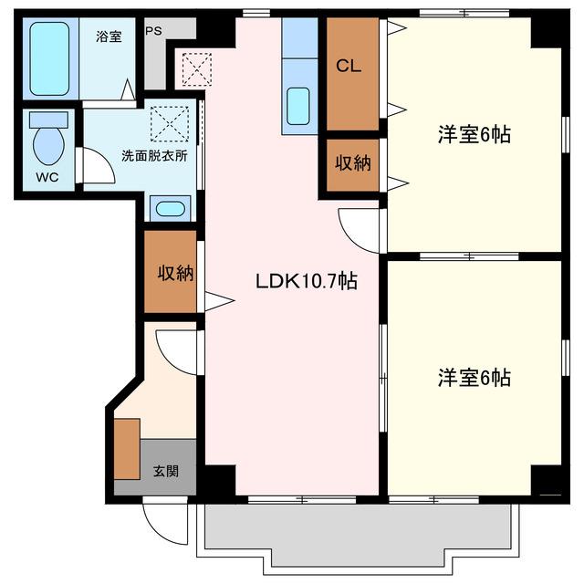 ピ-スコート(2LDK/1階)の間取り写真