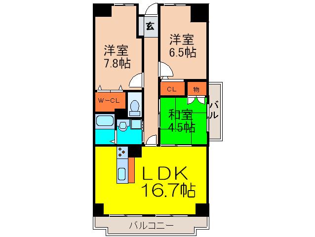 ロフティ少路(3LDK/8階)の間取り写真