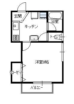 メゾンわらび(1K/2階)の間取り写真