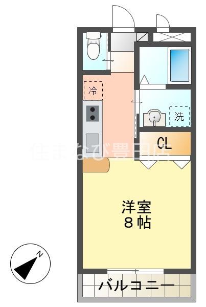 リバーサイド神ノ木(ワンルーム/1階)の間取り写真