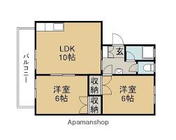矢田マンション(2LDK/2階)の間取り写真