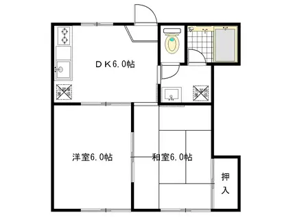 コーポサンガーデン(2DK/2階)の間取り写真