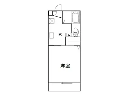 セブンスB(1K/2階)の間取り写真