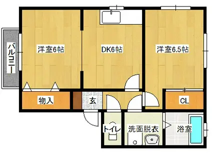 フリーダム谷口(2DK/2階)の間取り写真