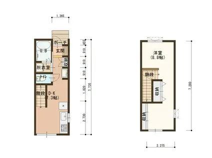カスタムメゾン若宮III(1DK/1階)の間取り写真