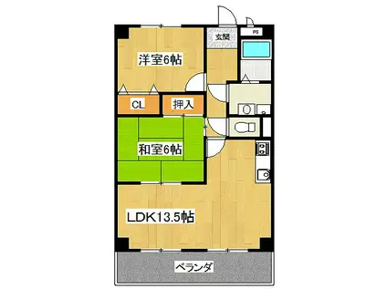 ジュエルタウン(2LDK/3階)の間取り写真