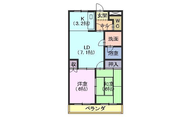フォレスト赤池 A棟(2LDK/2階)の間取り写真