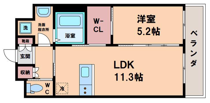 エバーリンク(1LDK/2階)の間取り写真
