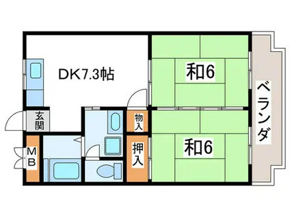 ラーバン嵯峨(2DK/2階)の間取り写真