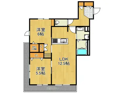 SQUARE TERRACE(2LDK/2階)の間取り写真