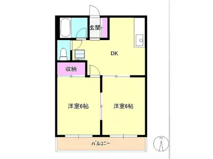 ホーエイハイム(2DK/1階)の間取り写真