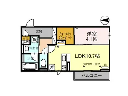D-サウス(1LDK/3階)の間取り写真