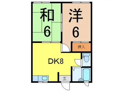 メゾン外並田III(2DK/1階)の間取り写真