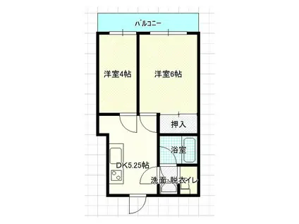ブルーベイHONJO3(2DK/5階)の間取り写真