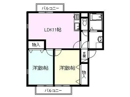 LAAKIIII(2LDK/2階)の間取り写真