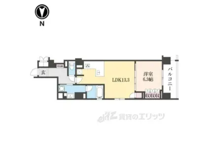 リーガル京都堀川中立売Ⅱ(1LDK/6階)の間取り写真
