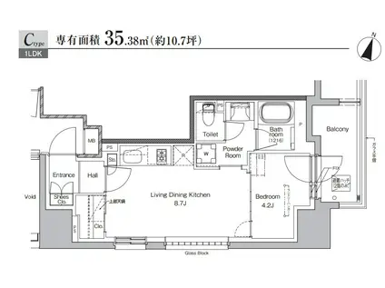 マークス横浜戸部(1LDK/6階)の間取り写真