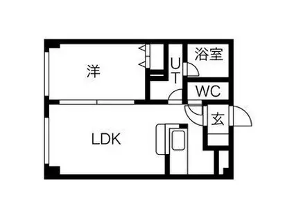 アムール東札幌(1LDK/3階)の間取り写真