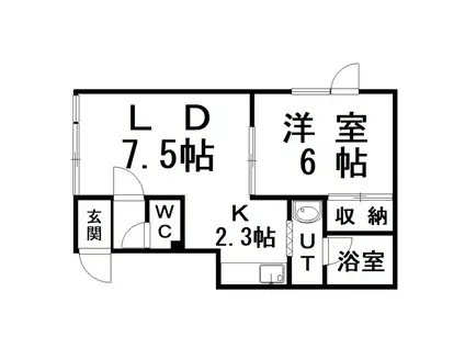 メイプルハイツ(1LDK/2階)の間取り写真