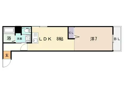 ハイマート弥刀2番館(1LDK/2階)の間取り写真