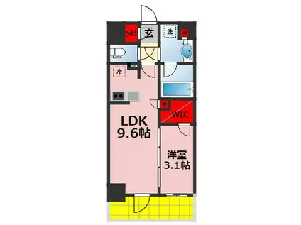 オーパスレジデンス千葉駅前(1LDK/4階)の間取り写真