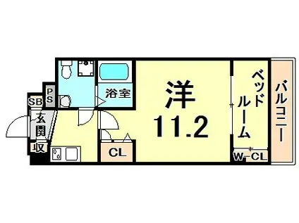 セレニテ甲子園II(1DK/3階)の間取り写真