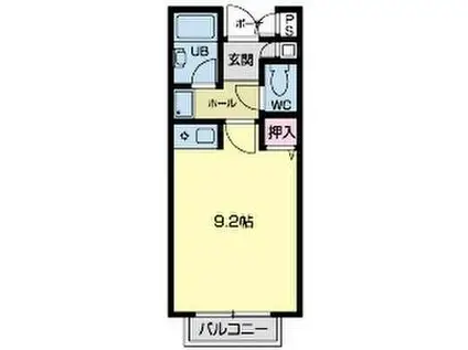 ドーム高峯(ワンルーム/2階)の間取り写真