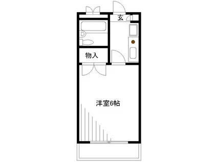 シャトーデスポワール生田(1K/1階)の間取り写真