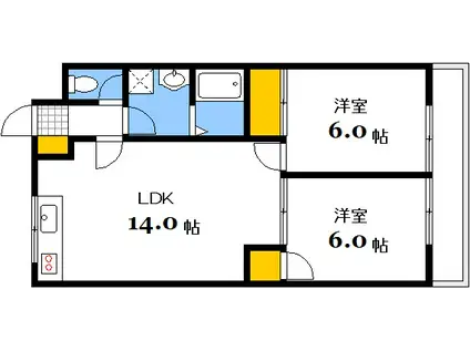 K.T BUILDING(2LDK/3階)の間取り写真