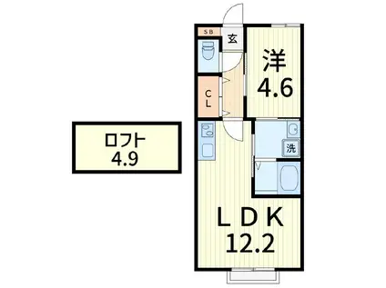 ラピス新宿(1LDK/2階)の間取り写真