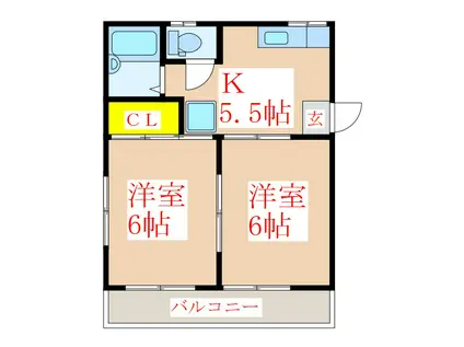 メゾンド弟子丸(2K/2階)の間取り写真