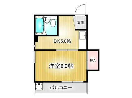 第33プロスパー志賀本通(1DK/3階)の間取り写真
