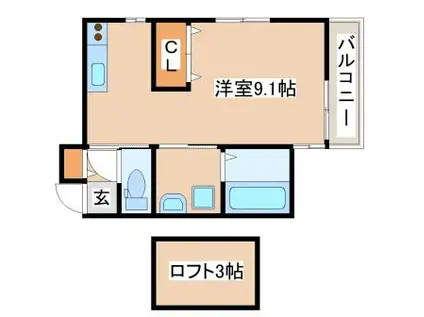 K-MAISON RICHE(ワンルーム/2階)の間取り写真