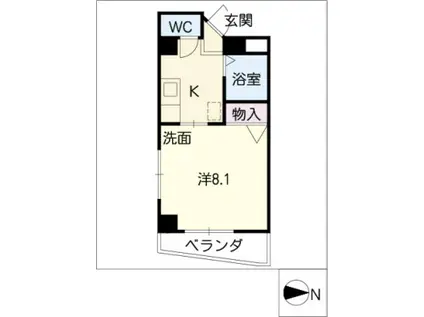 サンセイハイツ桜山(1K/7階)の間取り写真
