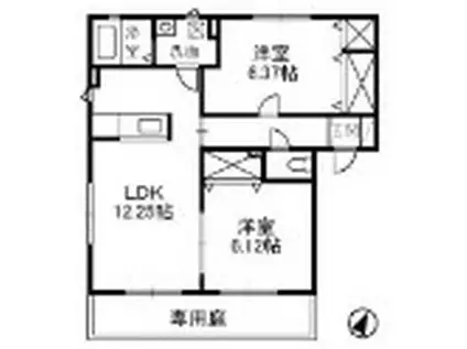 ジョイラックスB棟(2LDK/1階)の間取り写真