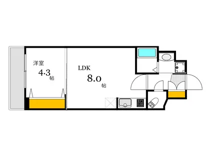 メイクス京橋川II(1LDK/3階)の間取り写真