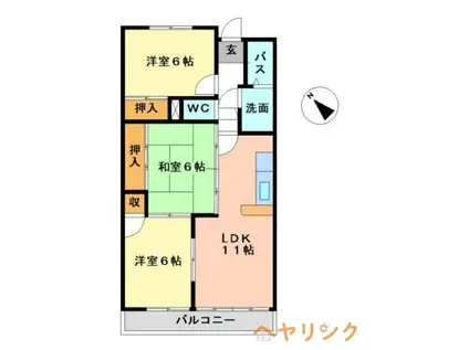 アルカディアII牧の里(3LDK/1階)の間取り写真