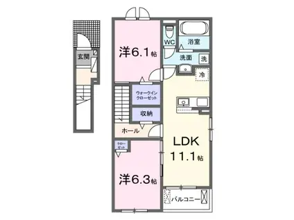 プログレス コート(2LDK/2階)の間取り写真