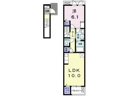 セレーブル浅江II(1LDK/2階)の間取り写真